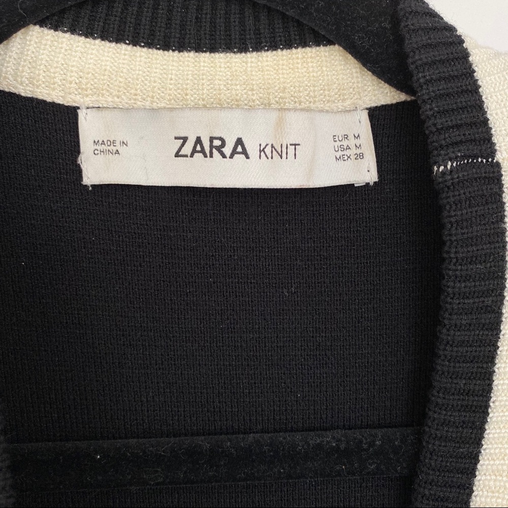 Zara Black Pearl Cardigan w contrast stripe - Picture 4 of 6